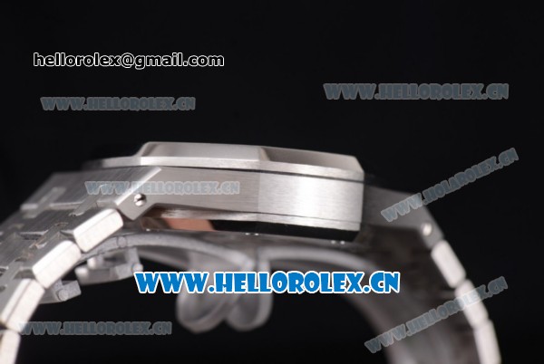 Audemars Piguet Royal Oak 41MM Seiko VK64 Quartz Stainless Steel Case/Bracelet with Black Dial and Stick Markers - Click Image to Close